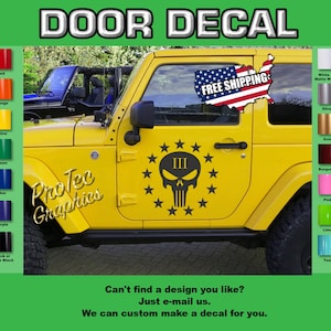 Door & Side Vinyl Decal Graphics Fits Jeep Wrangler D-28 (Skull )