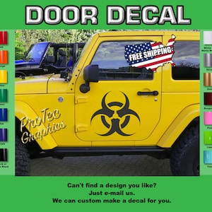 Door & Side Vinyl Decal Graphics Fits Jeep Wrangler D-03 (Bio-Harzard)