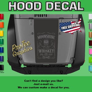 Hood Vinyl Decal Graphics Fits Jeep Wrangler H-249- Blackout (MoonShine)