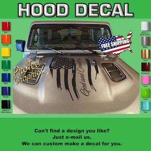 Distressed Flag Hood Decal: Fits Jeep Gladiator JT & Wrangler JL GL- 113