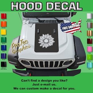 Hood Vinyl Decal Graphics Fits: Jeep  Wrangler JL & Gladiator JT 2018-2023 WR-151 (Sun Flower)