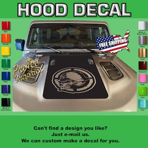 Blackout Skull Hood Vinyl Decal: Fits Jeep Gladiator JT & Wrangler JL GL- 76