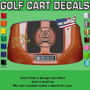 Golf Cart Hood Stripe Graphics: EZGO, Club Car & Yamaha (16&quot;W x 22&quot;L)