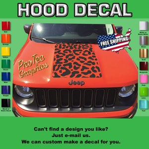 Hood Vinyl Decal Graphics Fits Jeep Renegade Ren-131 - Blackout (Leopard/Cheeta Print)