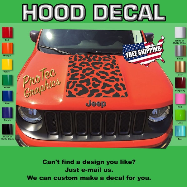 Hood Vinyl Decal Graphics Fits Jeep Renegade Ren-131 - Blackout (Leopard/Cheeta Print)