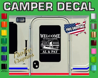 RV-Camper Personalized Split Monogram Graphic Decals For Doors & Windows. RV-25