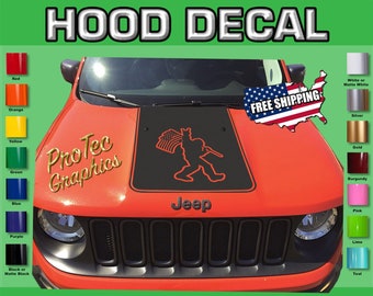 Hood Vinyl Decal Graphics Fits Jeep Renegade Ren-119- Blackout (Big Foot)