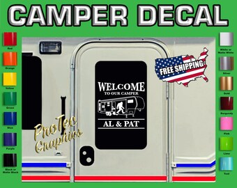 RV-Camper Personalized Split Monogram Graphic Decals For Doors & Windows. RV-17
