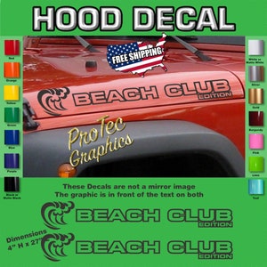 Hood Vinyl Decal Graphics Fits Jeep Wrangler SH-249 (Beach Club)