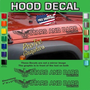 Hood Vinyl Decal Graphics Fits Jeep Wrangler SH-273 (Stars & Bars)