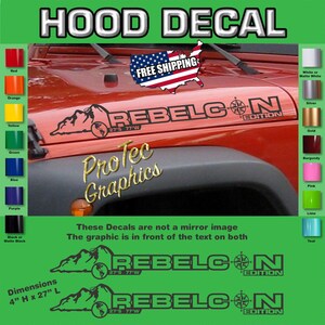 Hood Vinyl Decal Graphics Fits Jeep Wrangler SH-252 (Rebelcon)