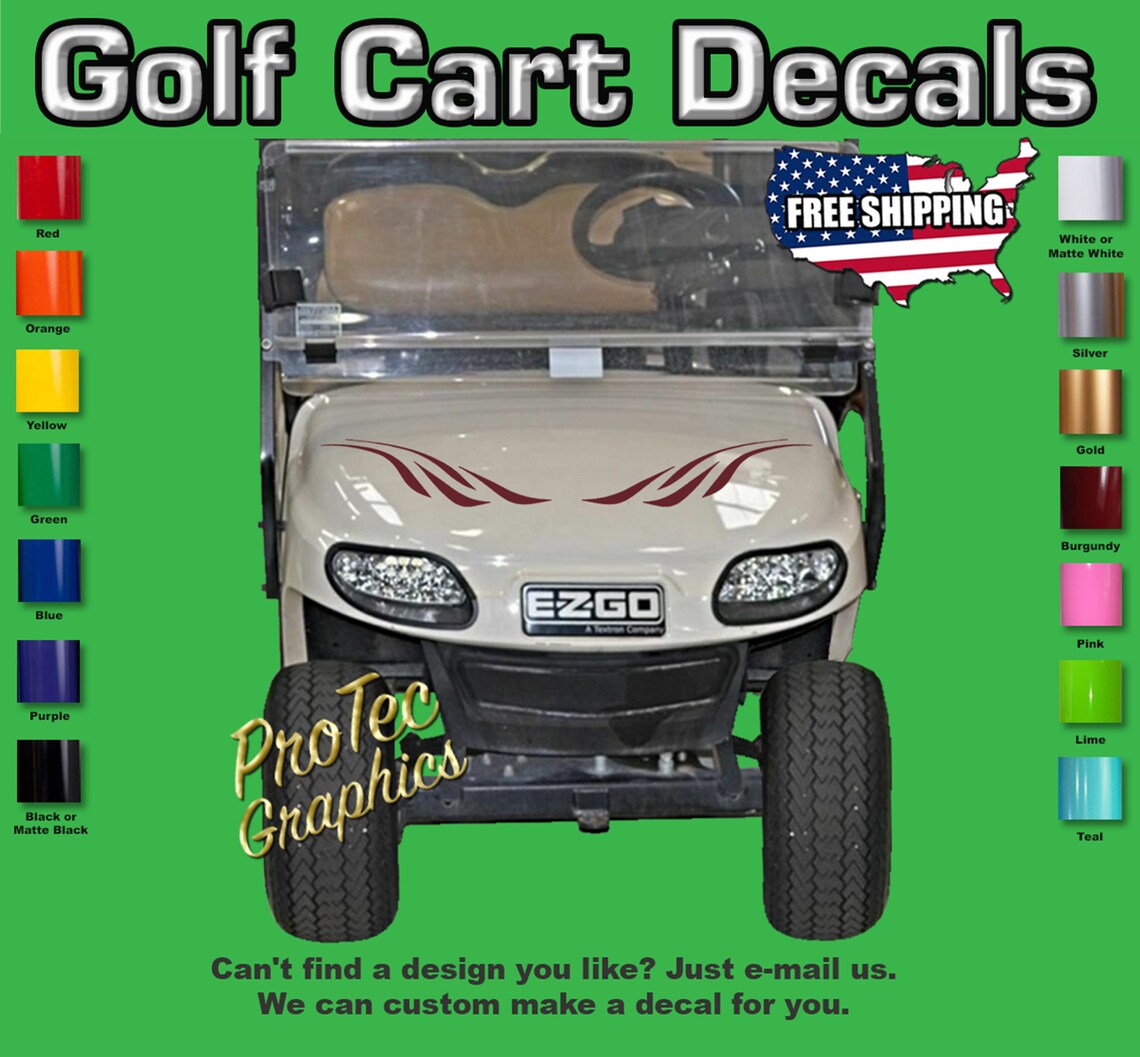 Golf Cart Vinyl Decal Graphics Right Left & Front Etsy