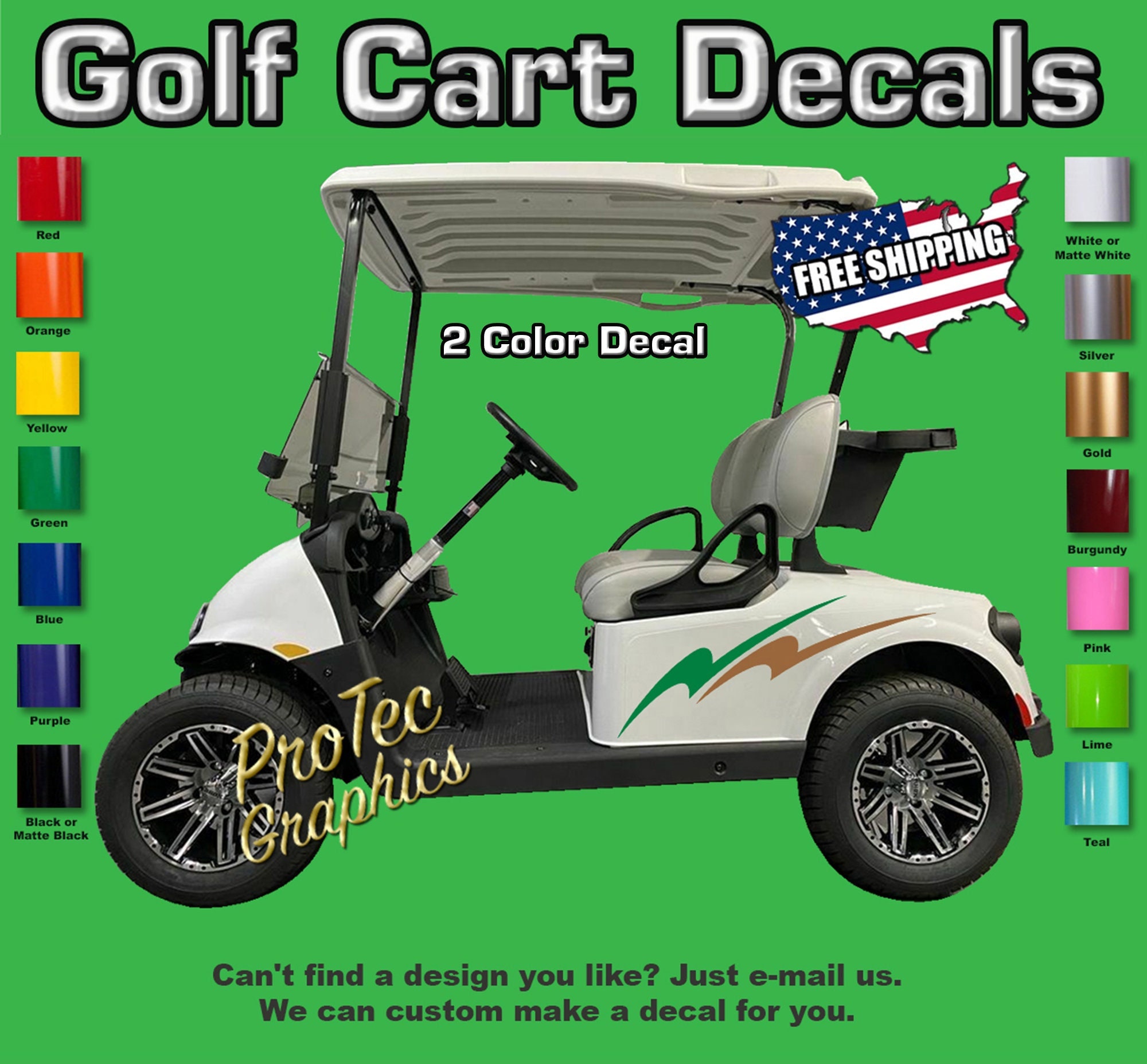 Golf Cart Vinyl Decal Graphics Right & Left Sides 2color Etsy