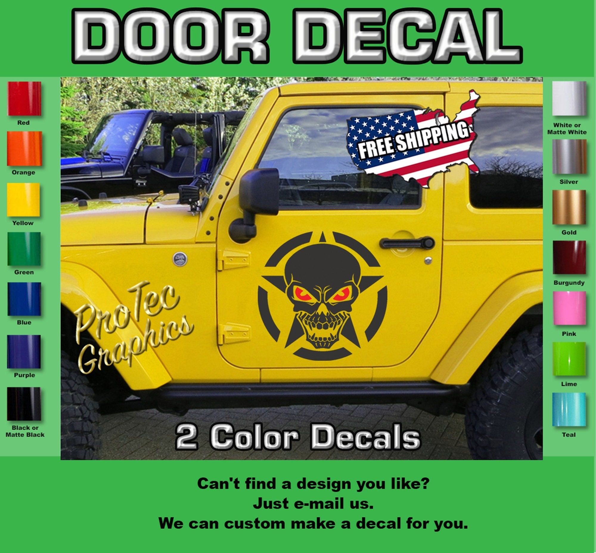 Door & Side Vinyl Decal Graphics Fits Jeep Wrangler D-35 - Etsy