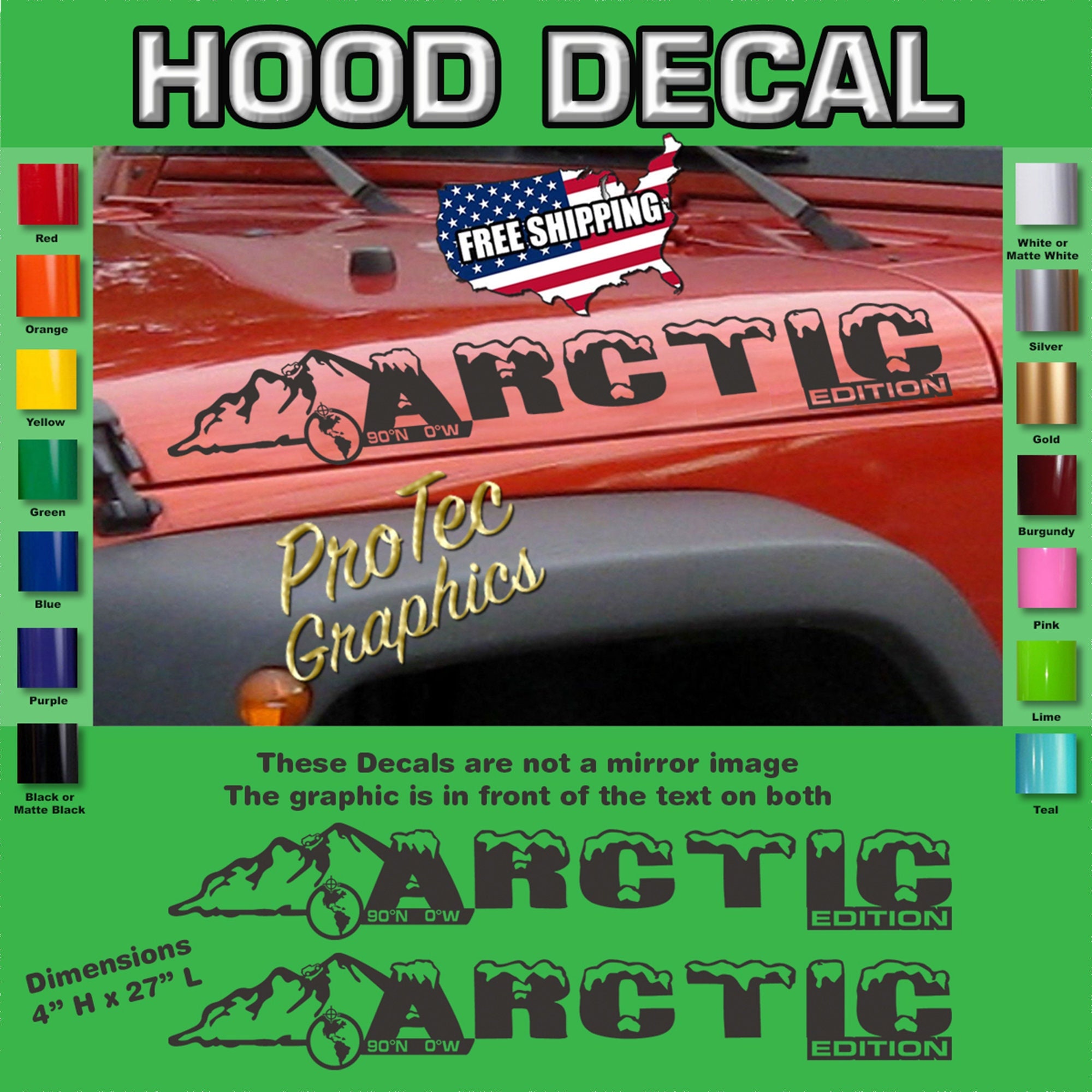 Hood Vinyl Decal Graphics Fits Jeep Wrangler SH-210 arctic - Etsy