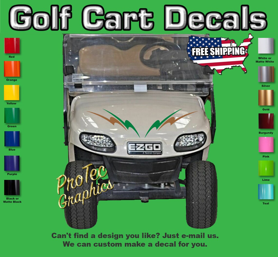 Golf Cart Vinyl Decal Graphics Right & Left Sides 2color Etsy