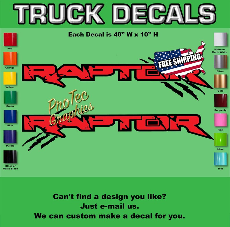Raptor Decal Fits: Ford Rear Bedside Truck Decal Graphics (frd-09) - Etsy
