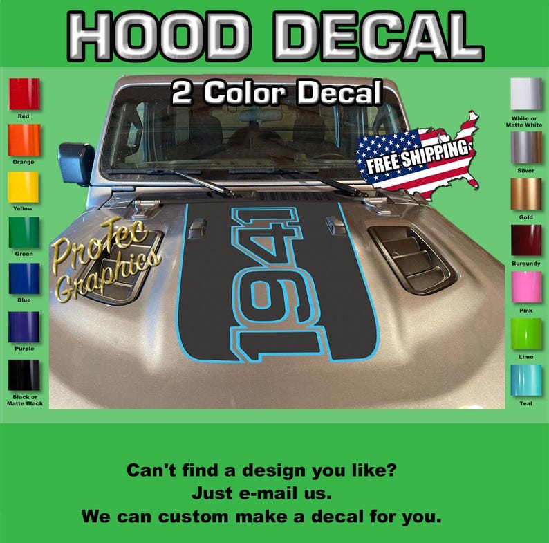 Custom Hood Decal Graphics Fits: Jeep Gladiator-jt & Wrangler--jl (GL ...