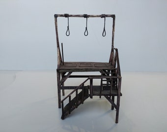 Old West Handmade Wood Miniature 1/12 Scale Gallows - interactive - fall home - fall decor