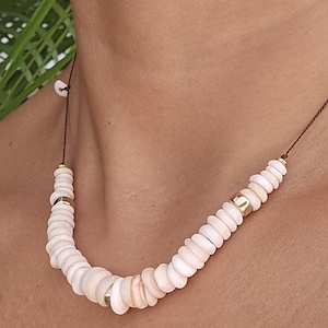 Puka Seashell Necklace.  Hawaiian Puka Shells. PUKA seashell with 14k gold filled spacer beads. Genuine Hawaii Seashells