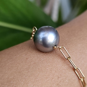 14MM Tahitiperlen Armband. Großes Tahitiperlen Armband. Tahiti Schmuck. Echte Tahiti-Perle