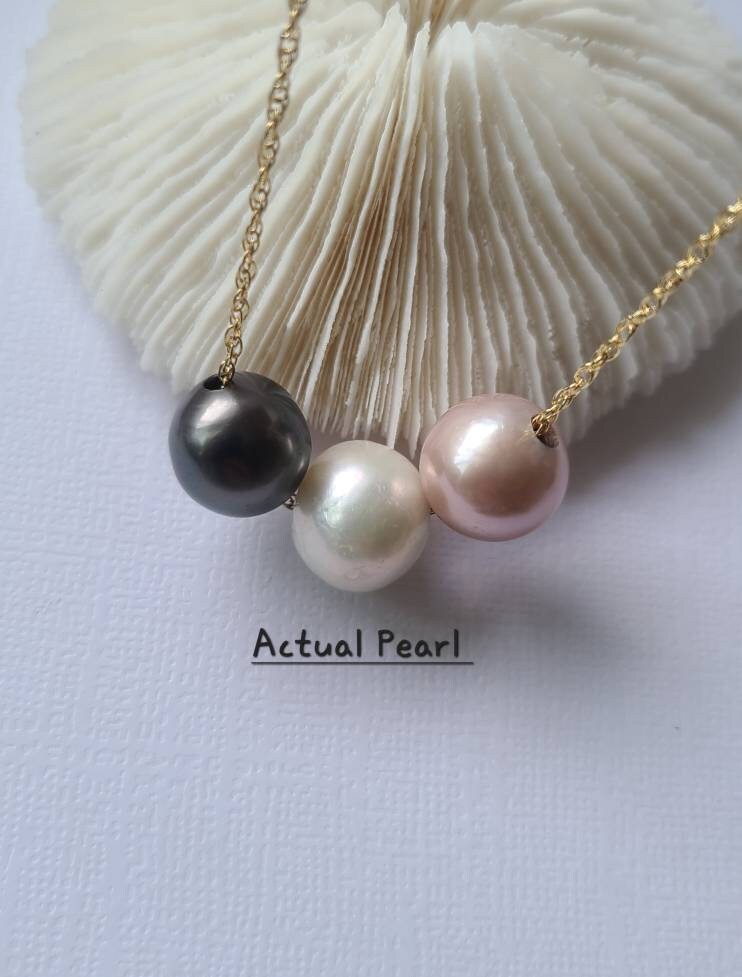 Tahitian Pearl Necklace. Trio Pearl. Black Pearl. 12-12.5MM - Etsy