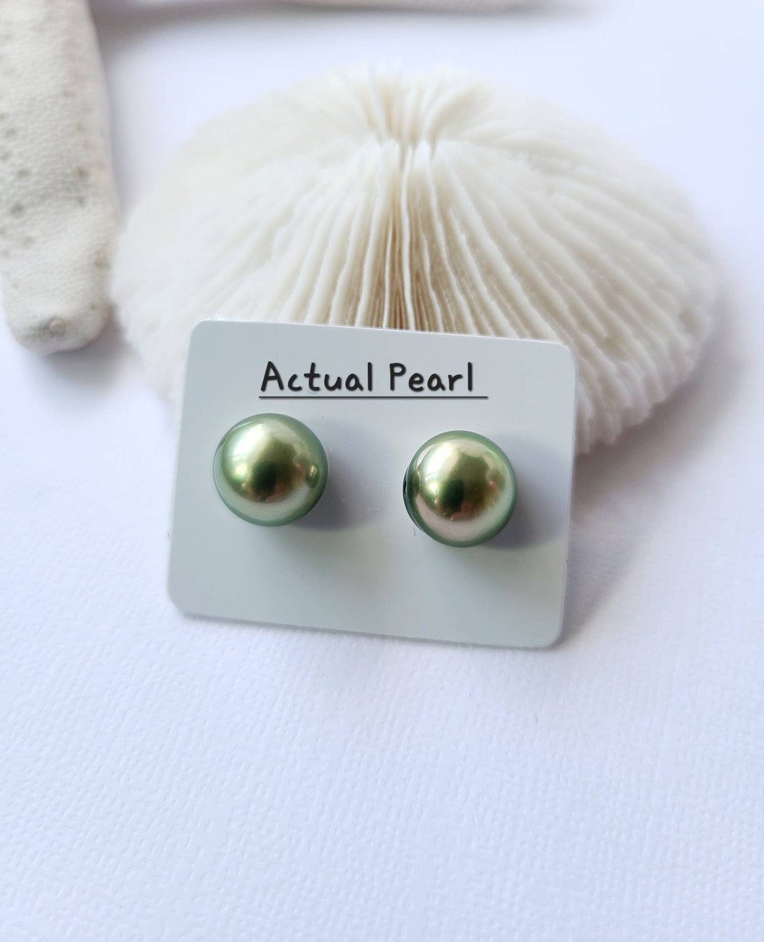 Pistachio Tahitian Pearl Earrings. Pistachio Tahitian Etsy