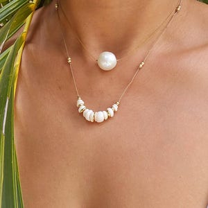 Hawaiian Puka Necklace on Wax Cord with 14K Gold Filled Beads.  Puka Shell Necklace. PUKA seashell. Genuine Hawaii Seashells