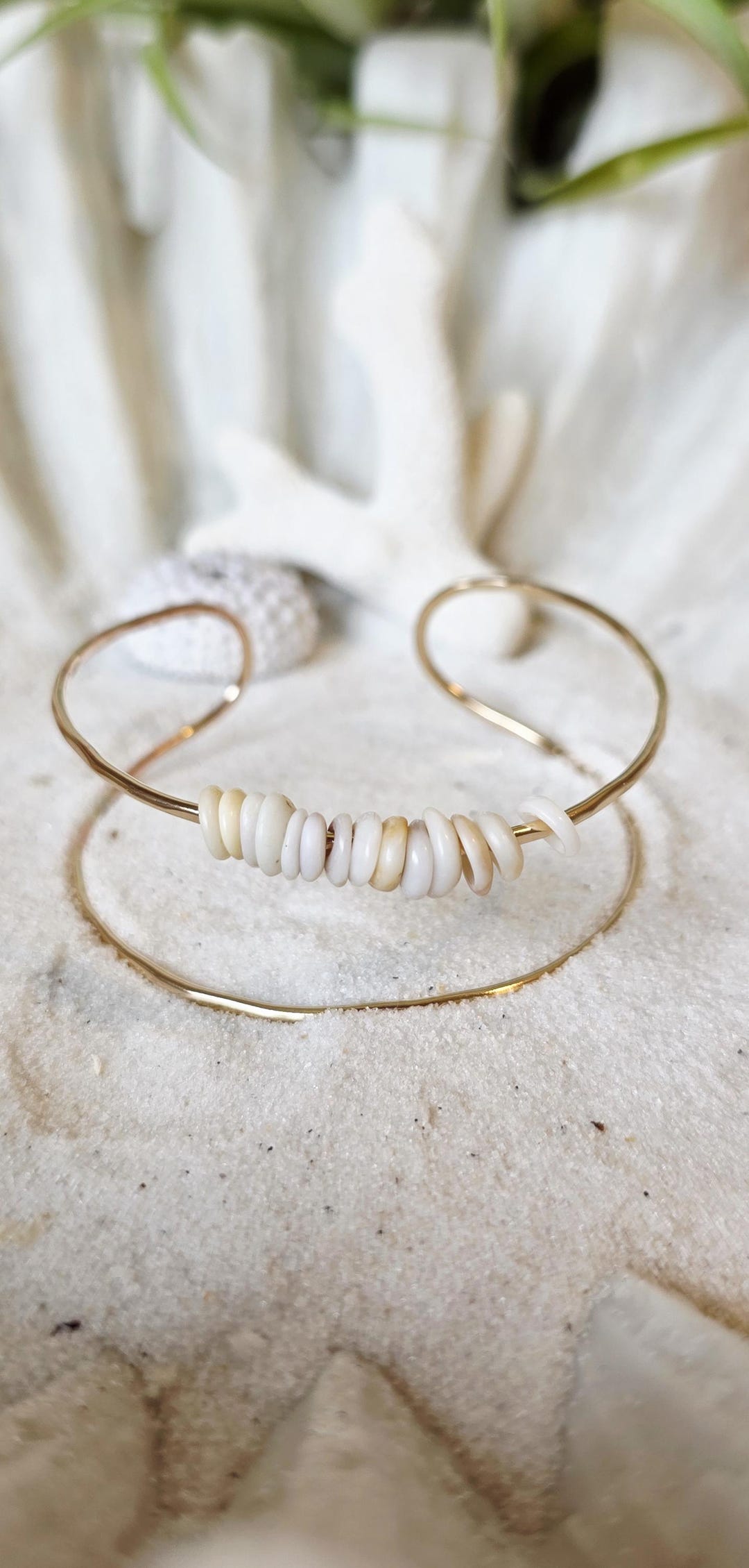 14K Gold Filled Puka Shell Cuff Bracelet: Hawaiian Seashell Jewelry - Etsy