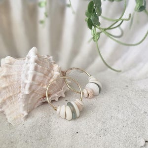 Puka Muschel Creolen.  Muschel Ohrringe. Muschel Ohrringe Sterling Silber. Hawaiianische Muschel Schmuck. Hawaiianisches Geschenk.