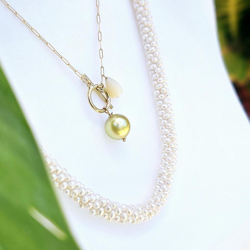 Aylani Green Beaded Pearl Necklace main image 1
