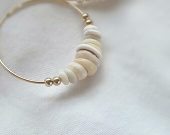 Puka Shell Hoop Earrings: 14K Gold Filled, Hawaiian Jewelry