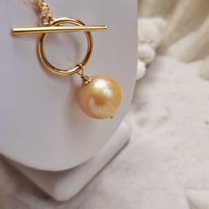 17MM Golden Southsea Pearl. SouthSea Gold Pearl Necklace. Genuine South Sea Pearl Necklace. 14K Gold Filled Pearl Necklace