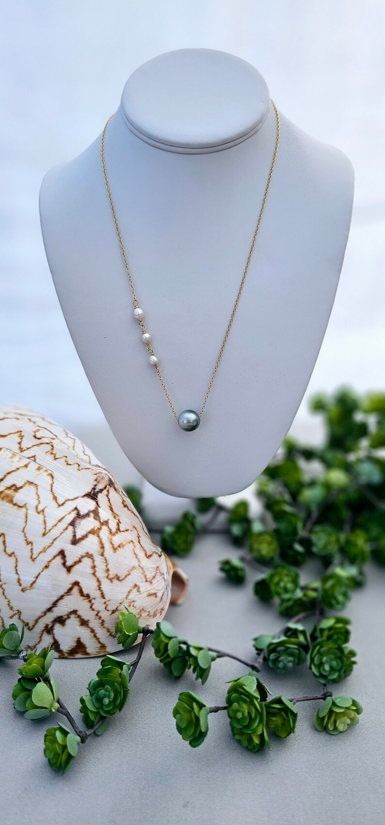 Tahitian Pearl Necklace. Large Tahitian Pearl. Genuine Tahitian Pearl ...