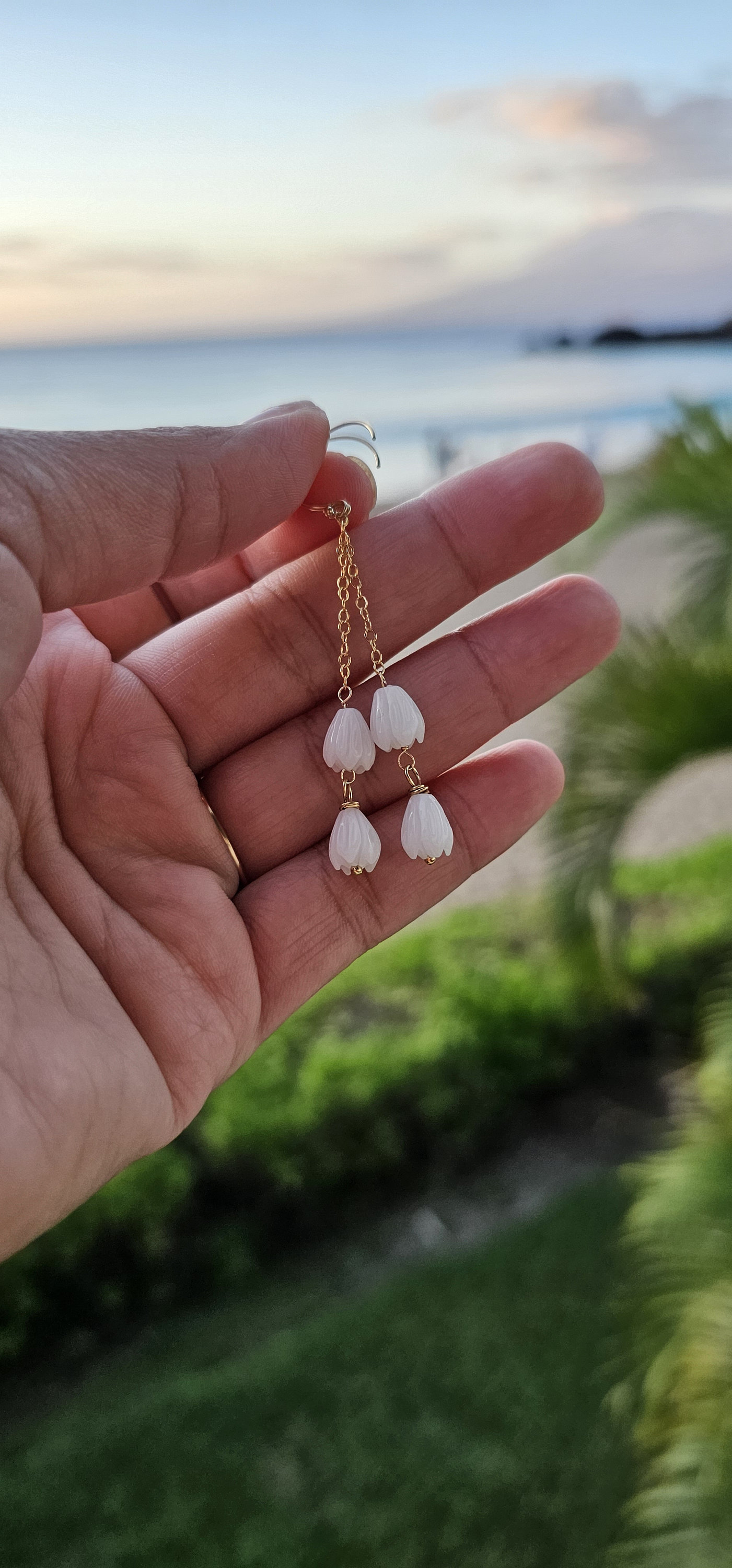 Pikake Flower Earrings. Gold Earrings. Hawaiian Gift. Pikake Flower