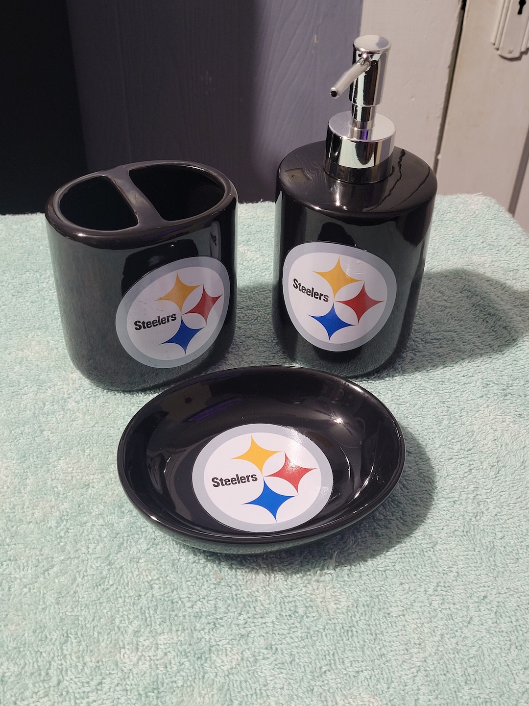 Pittsburgh Steelers Bathroom Accessories 3piece Set Black Etsy