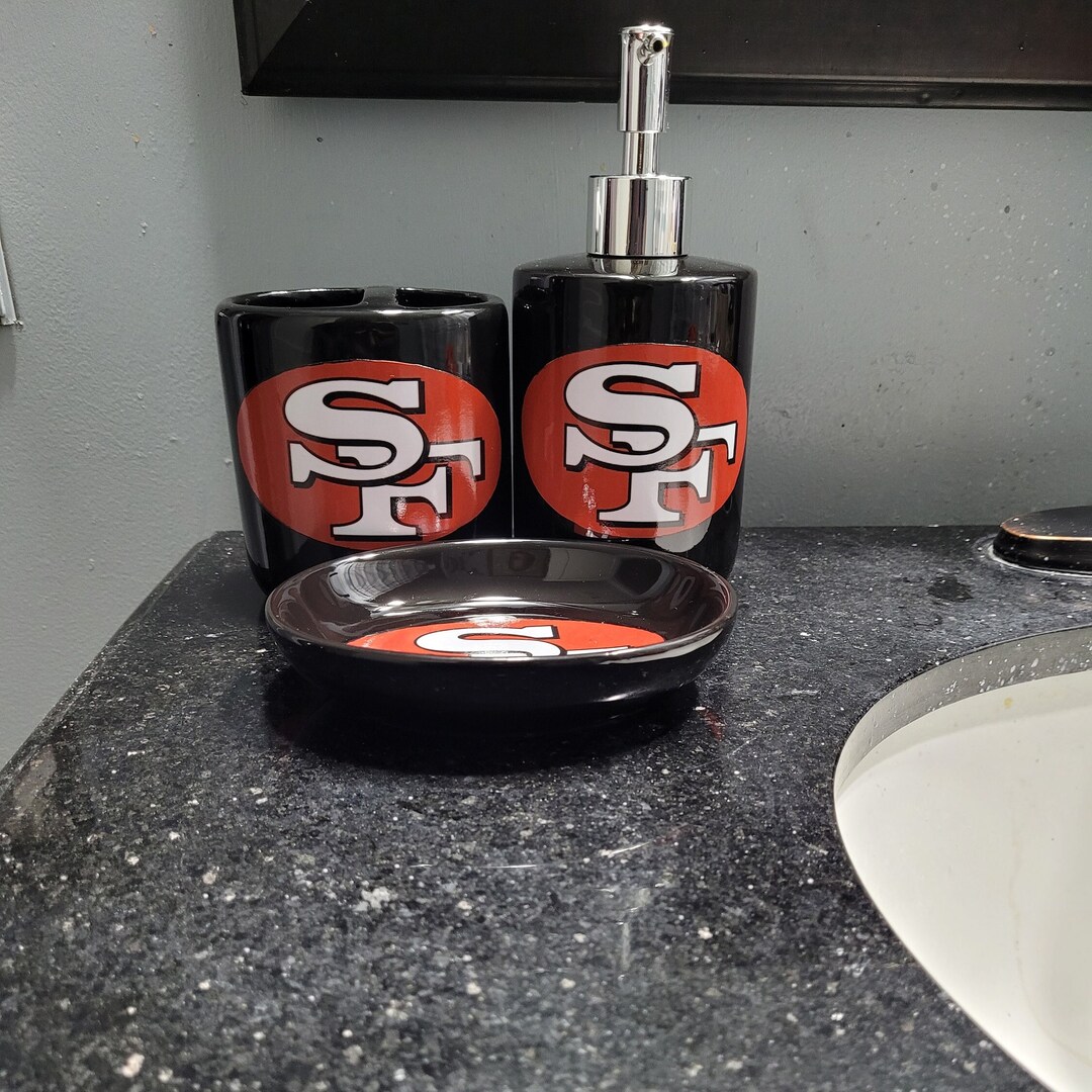 49ers Bathroom Accessories 3piece Set Black Glazed San Etsy