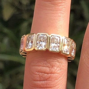 Radiant Cut Eternity Band D Color Moissanite Ring