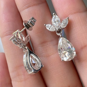 Pear Cut D Color Moissanite Stud Earrings