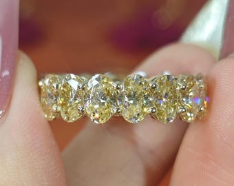 10K Yellow Gold Champagne Moissanite Oval Eternity Band