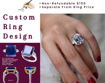 Customize Moissanite or Lab Grown Gemstone Rings 10K, 14K, 18K Gold, Platinum 950