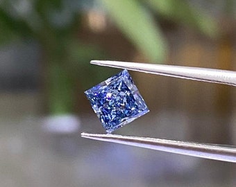 Princess Cut Fancy Intense Blue Color IGI Certified VVS/VS Loose 1-20 Carats Lab Grown Diamond