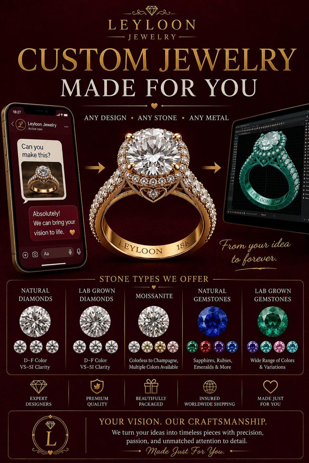 Custom Design Rings Custom Jewelry Design Service, Custom Engagement Ring, Personalized ...