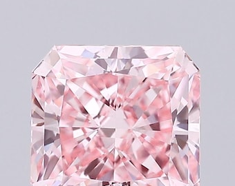 IGI Certified Radiant Cut Vivid Pink Lab Grown Diamond