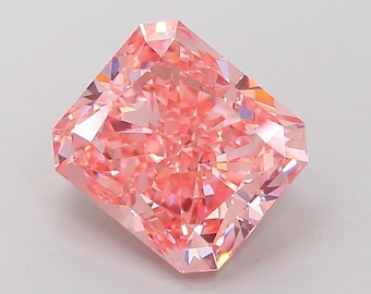 Radiant Cut Fancy Vivid Pink Lab Grown Diamond, IGI Certified