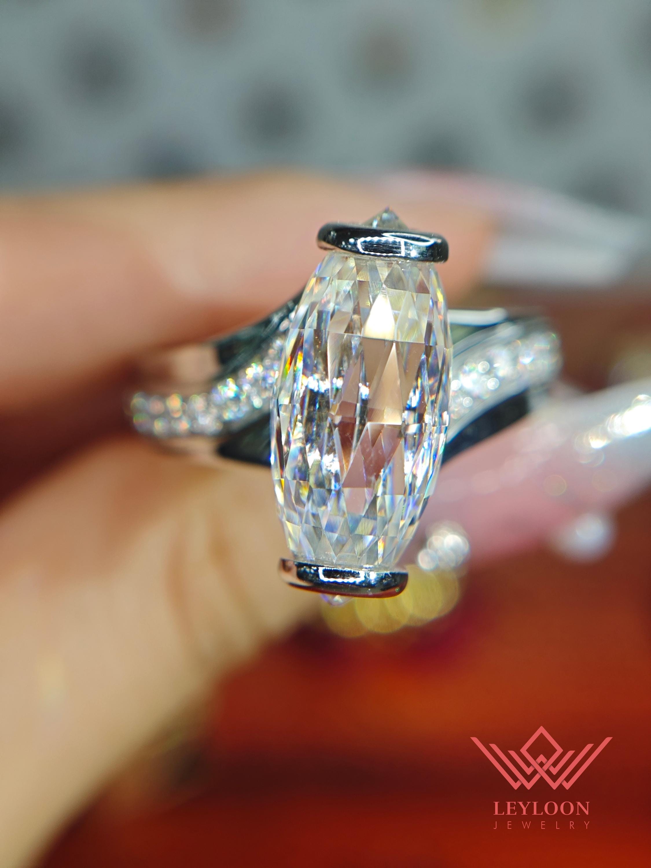 10 Carat Briolette Bead Set Ring