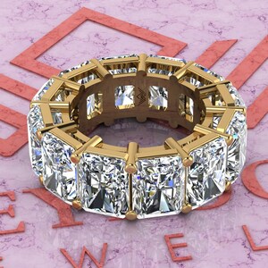 24 CTW Medium Radiant Cut Eternity Bands D Color Basket Moissanite Ring