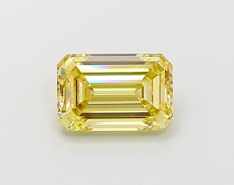 Emerald Cut Fancy Intense Yellow Color VVS/VS IGI Certified Loose 1-20 Carats Lab Grown Diamond