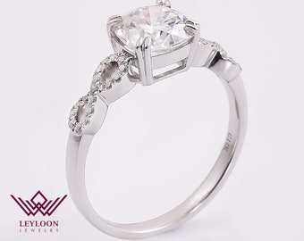 1 Carat Square Cushion Cut D Colorless Double Claw Basket VVS Moissanite Ring