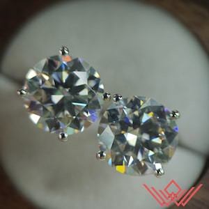 5 CT x2 Round Cut Stud D Colorless Basket Moissanite Earrings 11mm - Custom Order